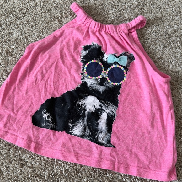 Crazy 8 baby girl toddler girl pink dog tank tshirt tee top size 18-24 months - Picture 2 of 4